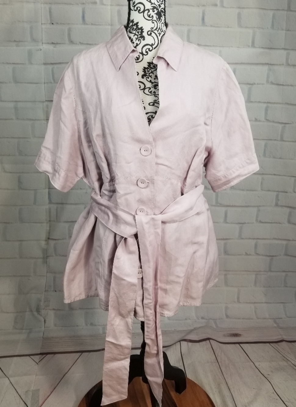 Lane Bryant button front top tie waist size 24
